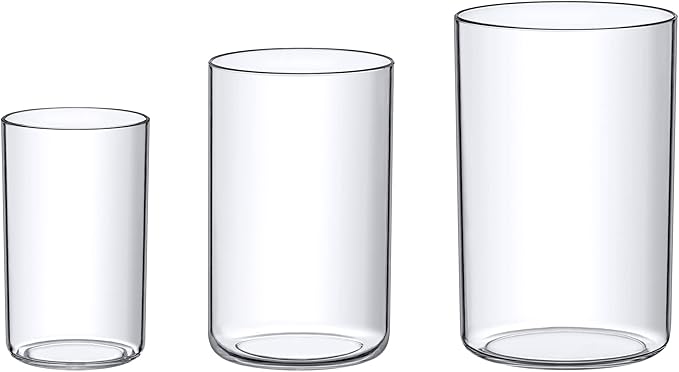 Amazing Abby Plastic Cylindrical Vases - 3-Piece Set, 6" + 8" + 9" (H)