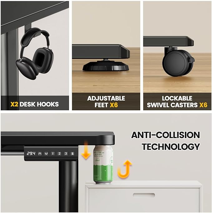 Flycity Electric L Shaped Standing Desk Adjustable Height, 63" x 55" Corner Stand Up Desk, Dual Motor Sit Stand Desk Computer Desk, Home Office Desk with 3 Memory Preset & Child Lock, Black