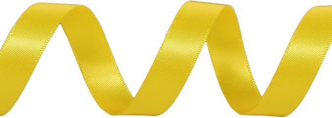 YAMA Yellow Double Faced Satin Ribbon 1/2 Inch 25 Yards Thin Yellow Ribbon for Gift Wrapping Crafts Hair Bows Wedding Party Decoration