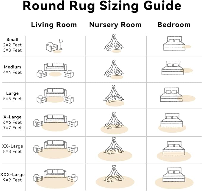 OLANLY Cream Round Rugs for Bedroom - Machine Washable, 9 ft Circle Area Rugs for Living Room, Soft and Fluffy Shaggy Carpet for Teen Girl and Boys, Nursery Rooms, Dorms, Home Decor Aesthetic