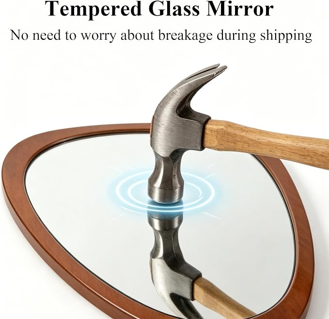 Ferytange Asymmetrical Wall Mirror, Wood Frame Decorative Mirror for Living Room Bedroom Entryway, Modern Irregular Unique Wall Art, Mid Century Modern Home Decor 30" H x 19" W