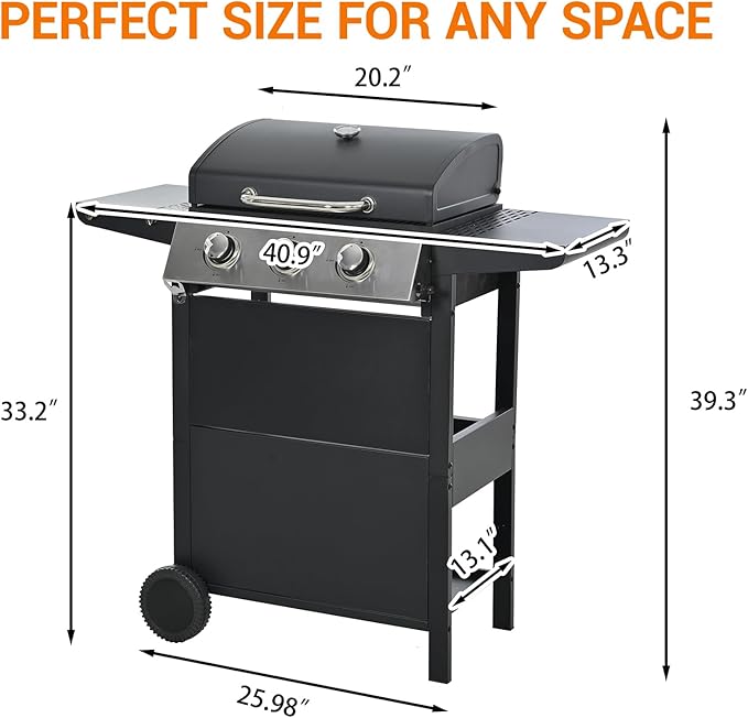 EUHOME Stainless Steel 3-Burner Gas Grill, 25650 BTU Outdoor BBQ Grill with Side Table, 338 sq.in Cooking Area, Perfect for Patio, Deck & Family Barbecues