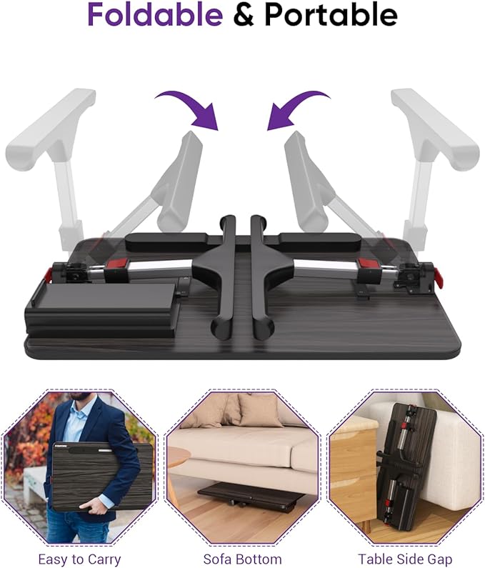 NEARPOW Laptop Desk for Bed with LED Light, Adjustable Foldable Bed Table Lap Desk,Computer Tray Laptop Stand with Book Stand,Wrist Rest, Storage Drawer for Adults Kids Writing Work Study Couch Floor