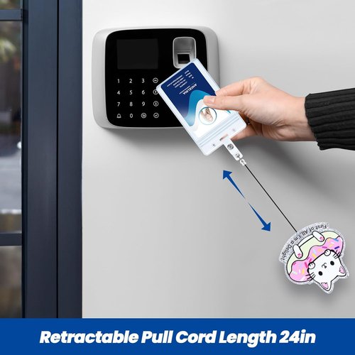 First of All | Cute Cat Retractable ID Badge Reel - Funny Work Badge Holder for Nurses & Teachers