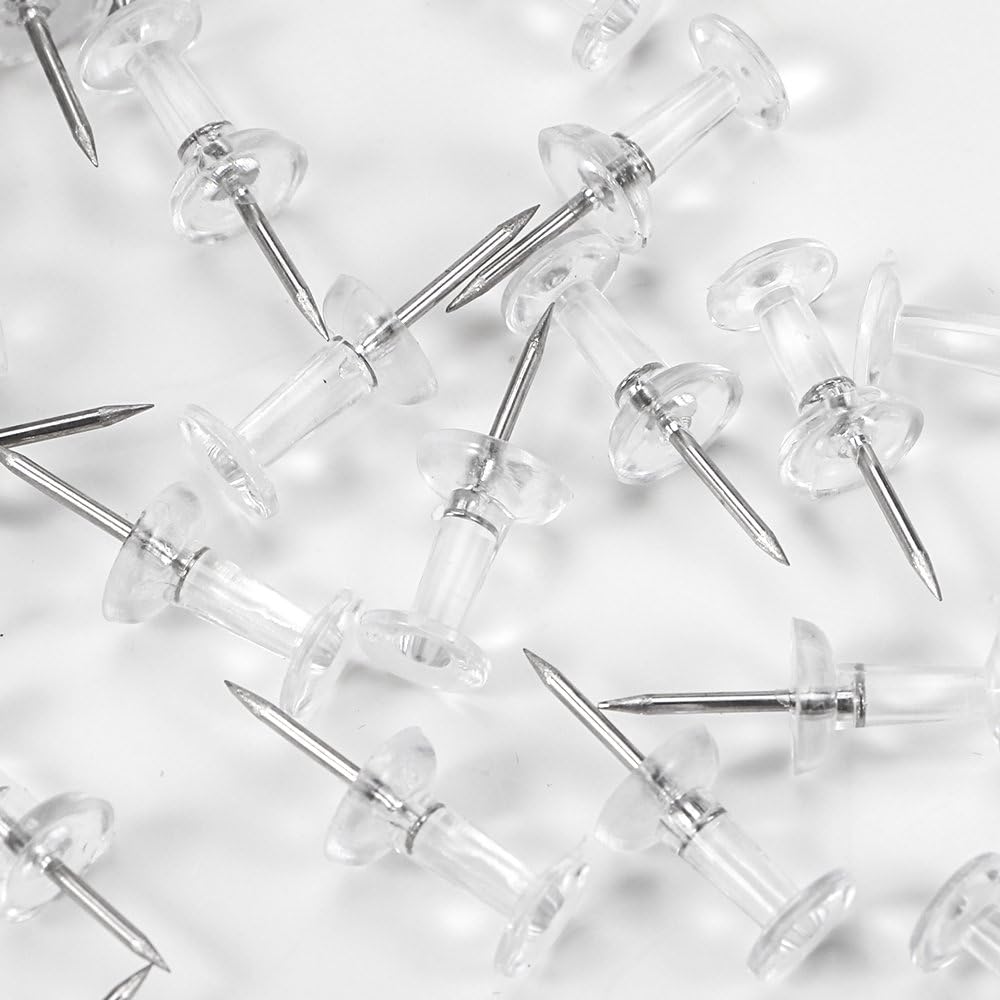 Yalis Push Pins - 600 Count Clear Thumb Tacks with Steel Points & Durable Plastic Heads