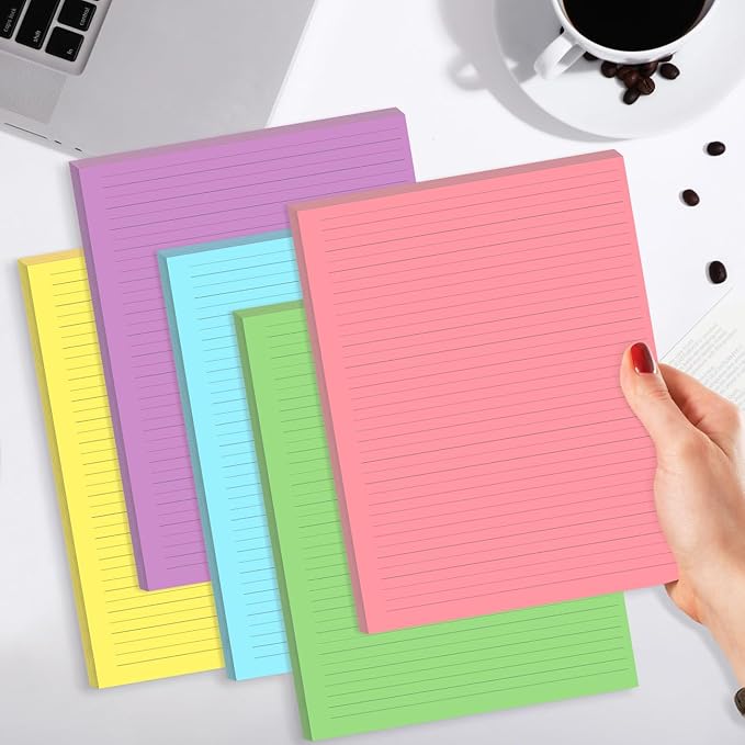 (3-Pack) Colorful Unpunched Lined Paper - 300 Sheets/600 Pages Loose Leaf Paper Line Refills, Per Color 60 Sheets, 8.5" x 11"