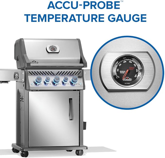 Napoleon Rogue PRO-S 425 Propane Gas Grill with Infrared Side and Rear Burners, Stainless Steel, Durable 5-Burner Grilling Experience