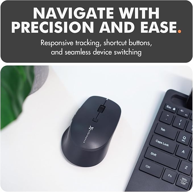 X9 Wireless Keyboard and Mouse Combo (Bluetooth + 2.4GHz) - Quiet, Full Size, Multi Device Keyboard and Mouse Wireless Combo with Wrist Rest, Phone Holder for Windows, PC, Laptop, Mac, Phone