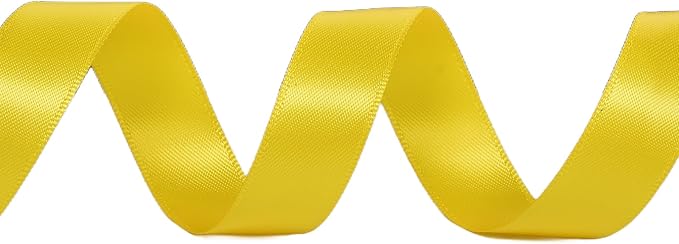 YAMA Yellow Double Faced Satin Ribbon 5/8 Inch 25 Yards Yellow Ribbons for Gift Wrapping Crafts Hair Bows Wedding Party Decoration