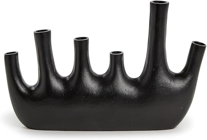 Two's Company Cosmo Black Pipe Decorative Vase, 11-inches Height, Aluminum, Home Decor Accessories