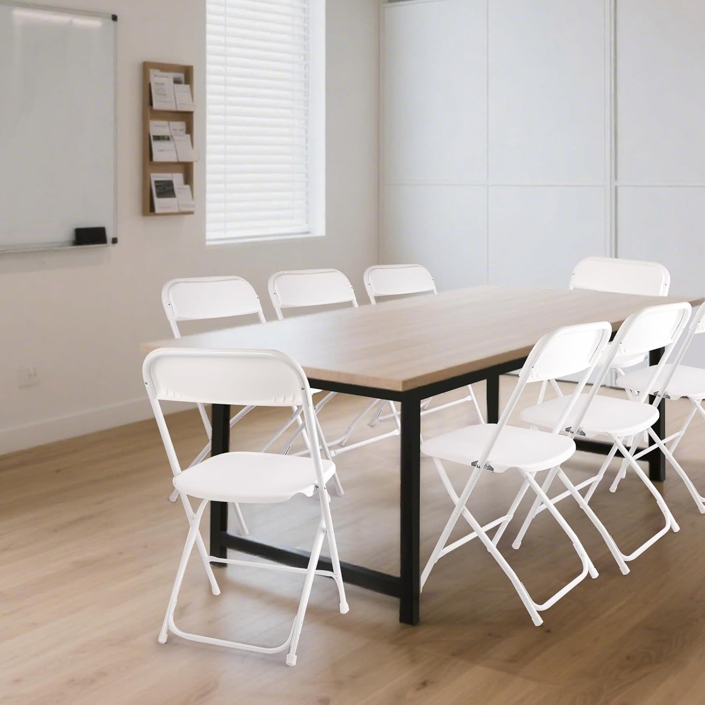 White Folding Chairs - 10 Pack Portable Stackable Design | Durable Indoor/Outdoor Use, 400lbs Capacity
