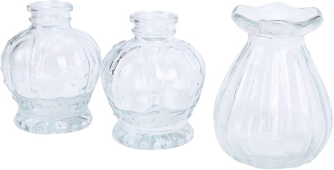 Zerodis Glass Bud Vases, Vases Vintage Elegant Small Flower Wedding Banquets Table Setting Decorative for Birthday Anniversary Tabletop Decor Glass Bud,Transparent