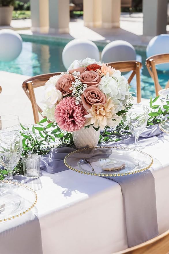 Artificial Rose Flower Artificial Flowers Flower with Long Stem Silk Roses Bouquet for Wedding Bridal Shower Party Home Decoration (Dusty Rose, 30 Pcs)