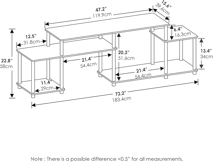 Furinno Turn-N-Tube Handel Stand for TV up to 55 Inch, Espresso