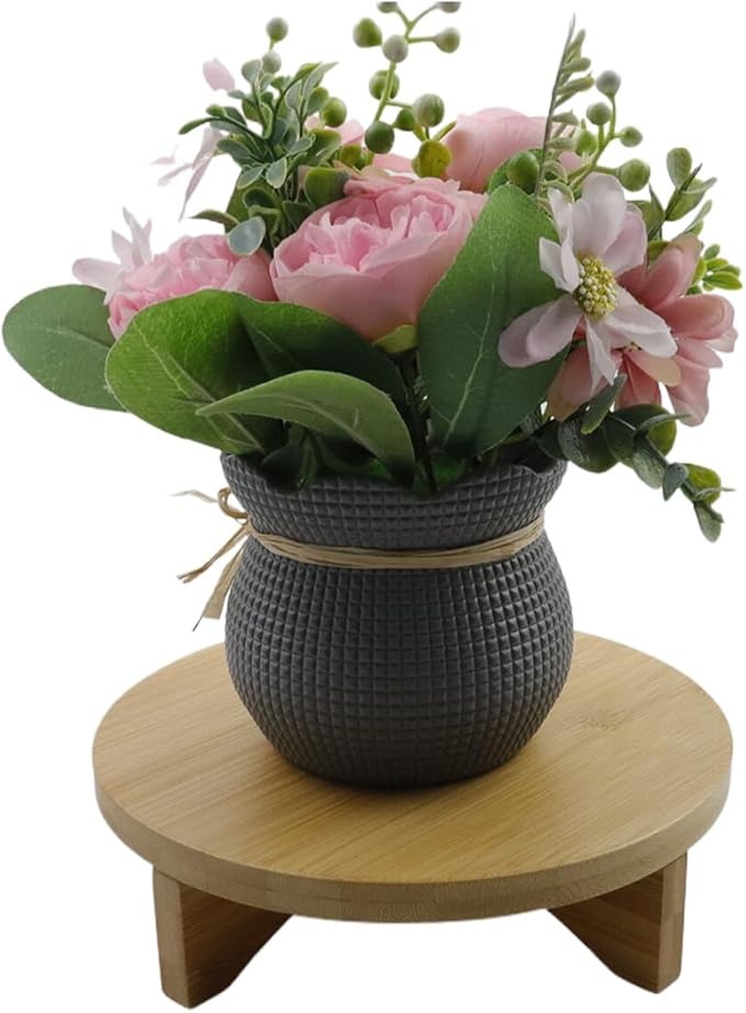 Oedema 7.6" Solid Wood Small Plant Stand Round Plant Riser Short Plant Stand Indoor for Small Plants, Flower Pot, Vase, Home Decor