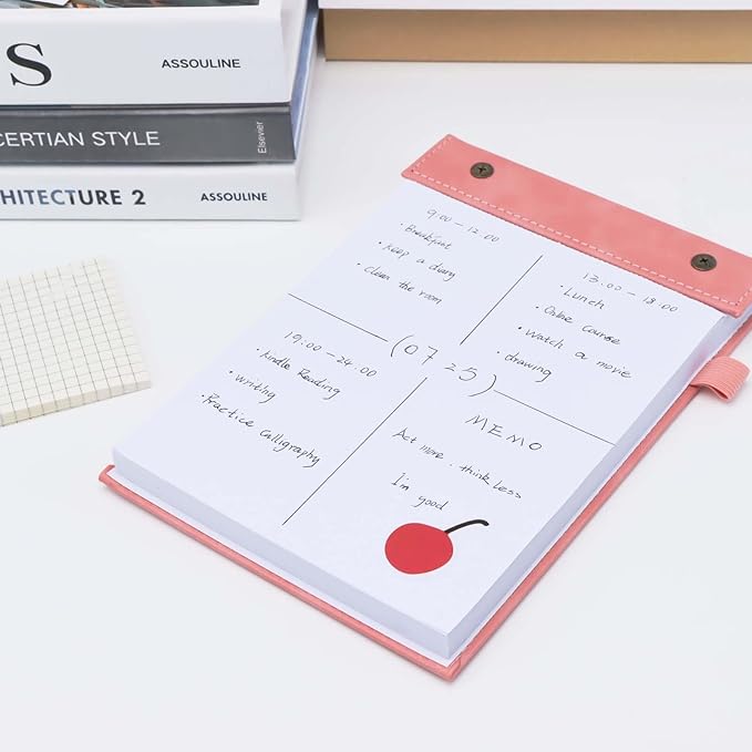 Mogoostry A5 Blank Planning Pads 5.9" x 8" Planner To Do List Memo Note Pads Screw Binding Writing Paperboard Notepad, 100 Sheets per Pack, Pink