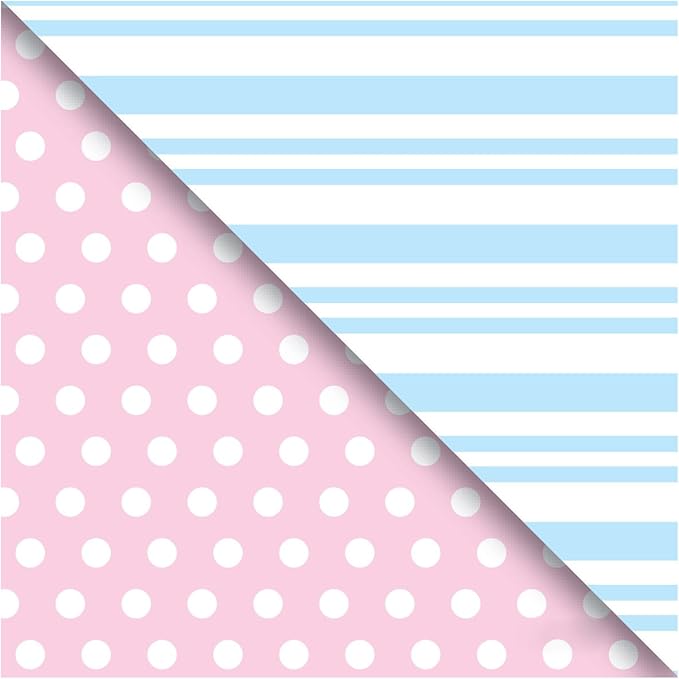 Jillson Roberts Bulk 1/4 Ream Double-Sided Reversible Gift Wrap, 24" x 208', Pastel Pink/Pastel Blue