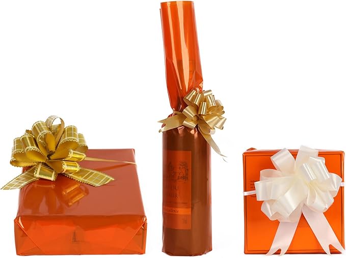CMFYHM Orange Cellophane Wrap Roll,Colorful Cello 34 In Wide X 100 Ft Long, Translucent Colored Cellophane Wrapping Paper for Gift Baskets Wrap, Treats, Holiday, DIY Arts Crafts Decoration (Orange)