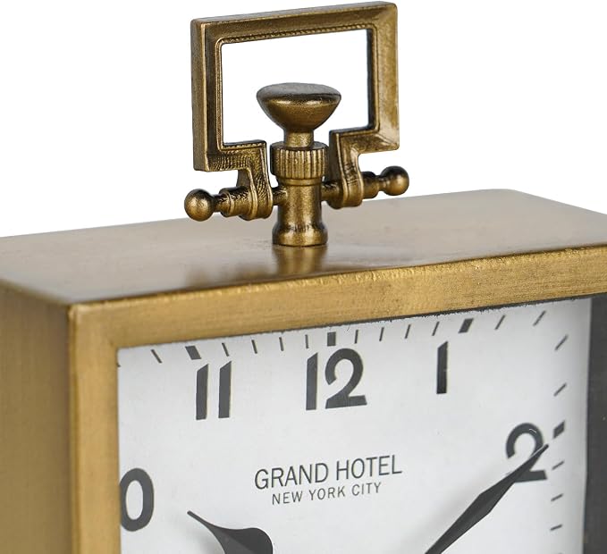 NIKKY HOME Small Gold Table Clock, Silent Non-Ticking Classic Battery Operated Decorative Mantel Desk Shelf Clock for Living Room Decor