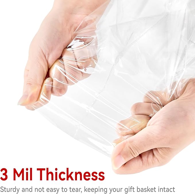 Ohuimrt 40 x 50 Inch Extra Large Cellophane Gift Bags, 6 PCS Jumbo Clear Plastic Cellophane Wrap for Gift Baskets Baby Shower Birthday Wedding Party favor