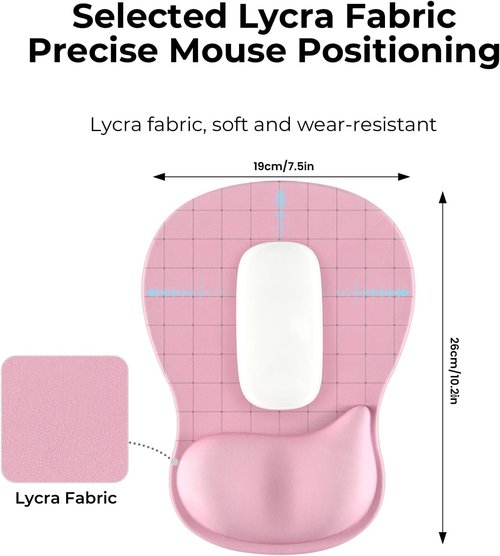 EooCoo Ergonomic Pink Mouse Pad - Gel Wrist Rest Support for Pain Relief | Contoured Design for Carpal Tunnel