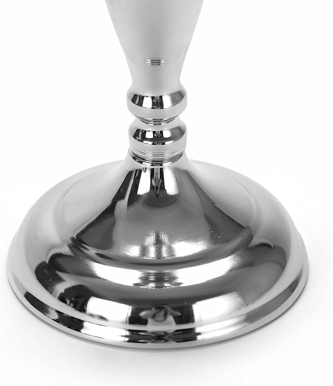 Set of 2 Tabletop Metal Wedding Flower Trumpet Vase Wedding Centerpiece Flower Vase for Wedding Event Decoration Living Decor Party Decor (Silver, 2×M)