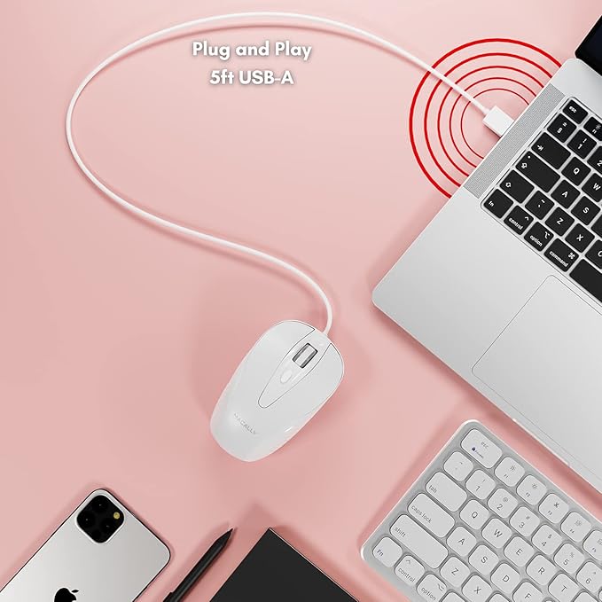 Macally Extended Wired Keyboard and Mouse Combo, Ergonomic Comfort