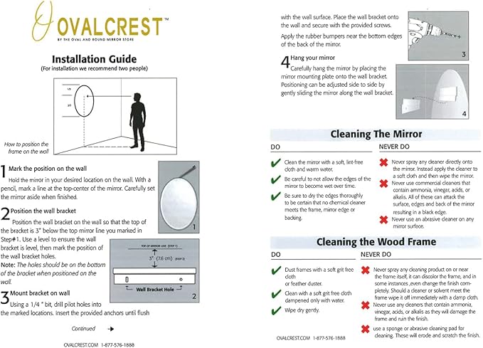 OVALCREST - Oval Wooden Beveled Wall Mirror for Home Decor, Bathroom, Vanity, Bedroom, Living Room, Hallway - London Style (Gold Leaf) 17.1 x 13.1