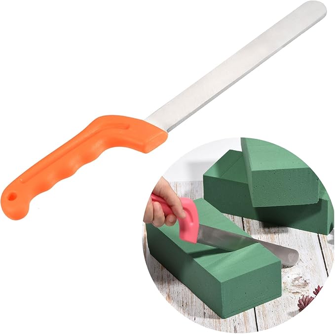 YOKIVE 1 Pcs Floral Foam Cutters, Iron Flowers Mud Bricks Handle Steel Cutters for Cut Flowers Blocks Cakes Fruit Florist (Orange, 14.2 Inch)