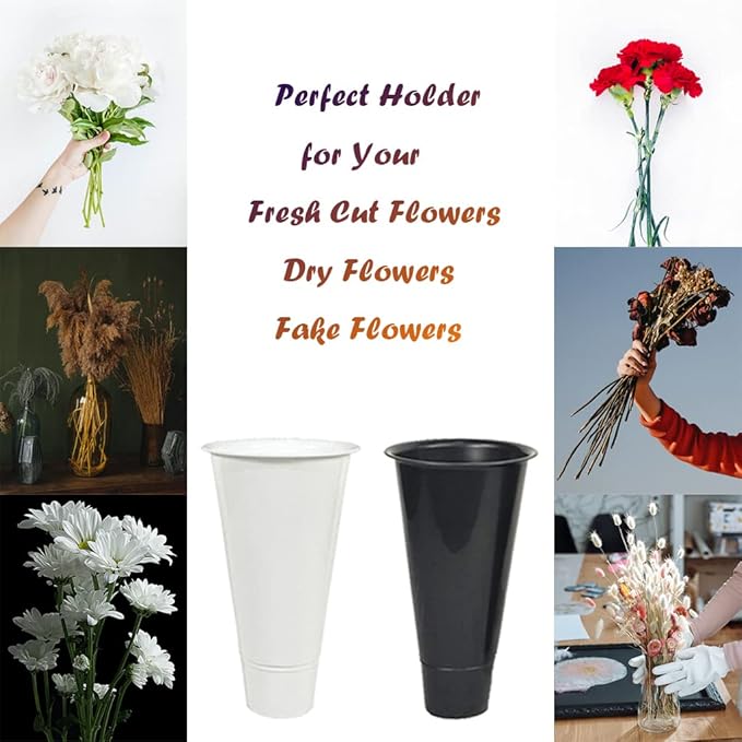 ARTLINE Rolling Display Stand with 6 Buckets for Cut Flowers, Heavy Duty Plant Stand on Wheels, Indoor Outdoor Gold Flower Cart Shelf for Florist, Garden, Patio (White Bucket)