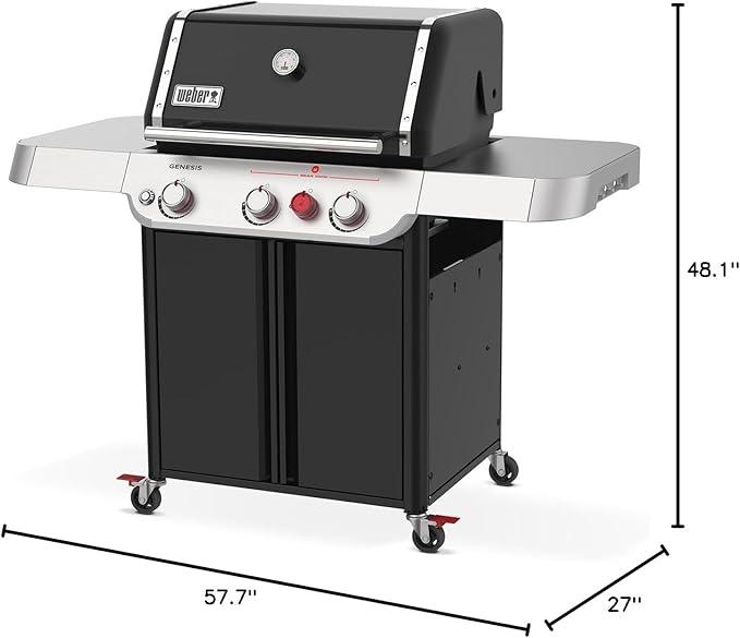 Weber Genesis E-325 Liquid Propane Gas Grill for Outdoor Cooking, 3 Burners, Black