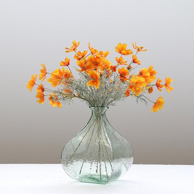 6 Pcs Artificial Calliopsis Flowers Fake Silk Flower Table Kitchen Home Garden Party Wedding Decoration Approx 24'' High Warm Autumn Orange No Vase