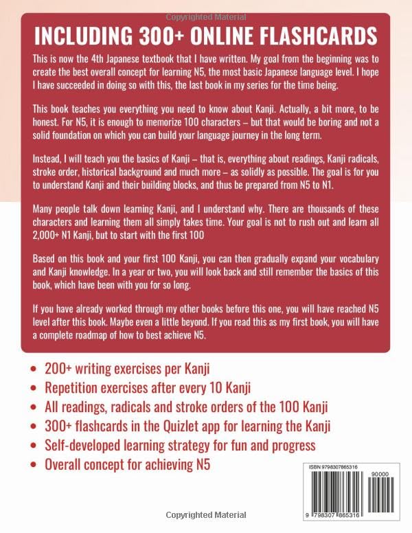 Skiennix Your First 100 Kanji - Master Japanese N5 Kanji with Writing Templates & App Access