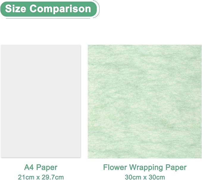 M METERXITY 152 Sheet Korean Cotton Wrapping Flower Paper - Floral Wrapping Paper Waterproof Bouquet Wrapping Paper Apply to Gift Packaging(11.8x11.8inches, Green+Purple+Pink+Blue)