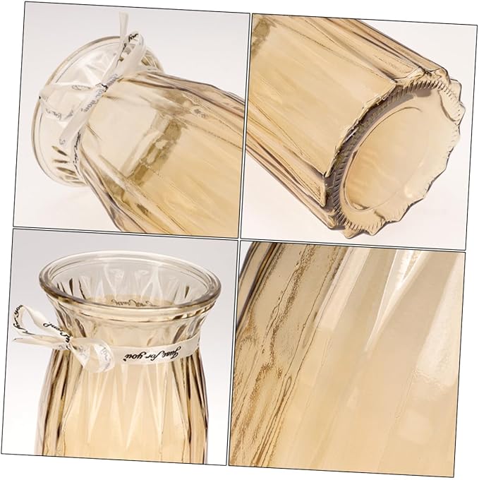 TOYANDONA Nordic Style Glass Vase Amber Hydroponic Bottle Decorative Flower Container for Desktop Home Office Festival Display with Premium Craftsmanship and Modern Minimalist Design