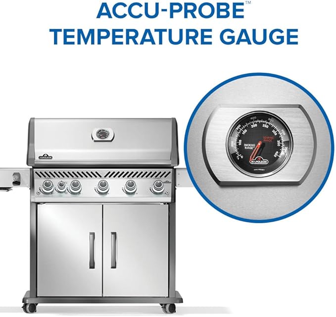 Napoleon Rogue PRO 625 Propane Gas Grill with Infrared Side Burner, Stainless Steel, Durable 6-Burner Gas BBQ