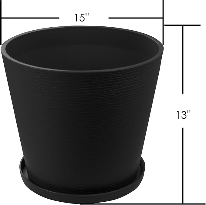 Kozyard 2Packs Round Planter Indoor Outdoor Plant Pots with Tray Collecting Water for Porch, Patio, Backyard Planters Modern Décor for Tall Plants, Flowers