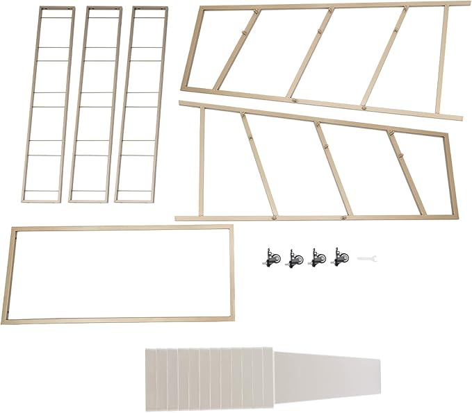 3-Layers Flower Display Stand Metal Plant Holder with 12PCS Buckets Moving Plant Cart Shelf Flower Shelf for Florist Garden Patio,3.28 * 1.84 * 4.04ft (Gold Frame With White Buckets)