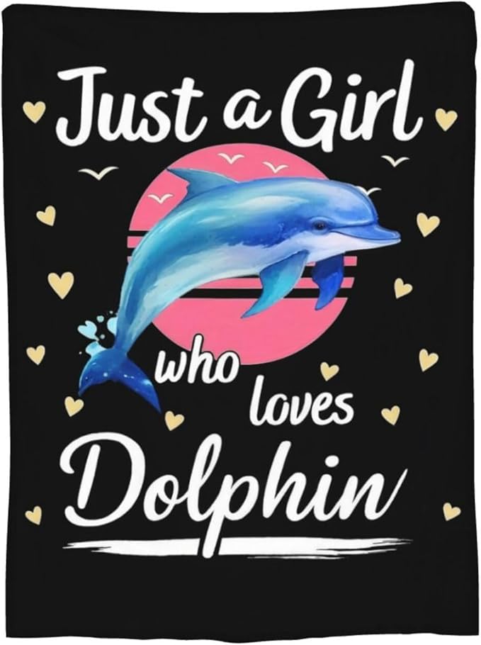 Dolphin Blanket for Girls Ocean Throw Blanket Sea Animal Soft Cozy Fleece Fuzzy Stuffed Plush Flannel Gifts for Women Kids Adults 50"X60"