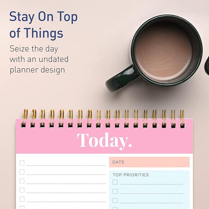Sweetzer & Orange Daily & Weekly To Do List Notepad – Undated Work Planner & Organizer with Wish List Section, 52-Sheet Coiled Task Pad for Productivity – SET OF 4 To Do List Notebook for Work