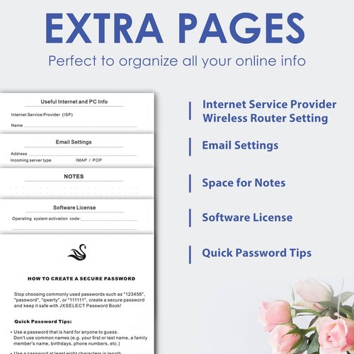 Elegant Password Book - Hardcover Organizer with Alphabetical Tabs & Back Pocket | 5.2" x 7.6" (Royal Blue)