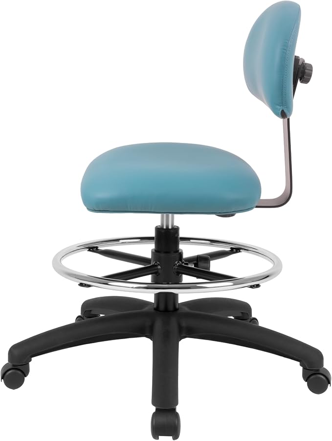 Chair Master FSS Series Square seat Mid (19"-27") seat Height Chair. Vinyl-for Office, Garage, Desk, Shop, Computer, Doctor, Medical, Easy to Clean! 18" Footring (Aqua, Mid Stool, _Standard Casters)