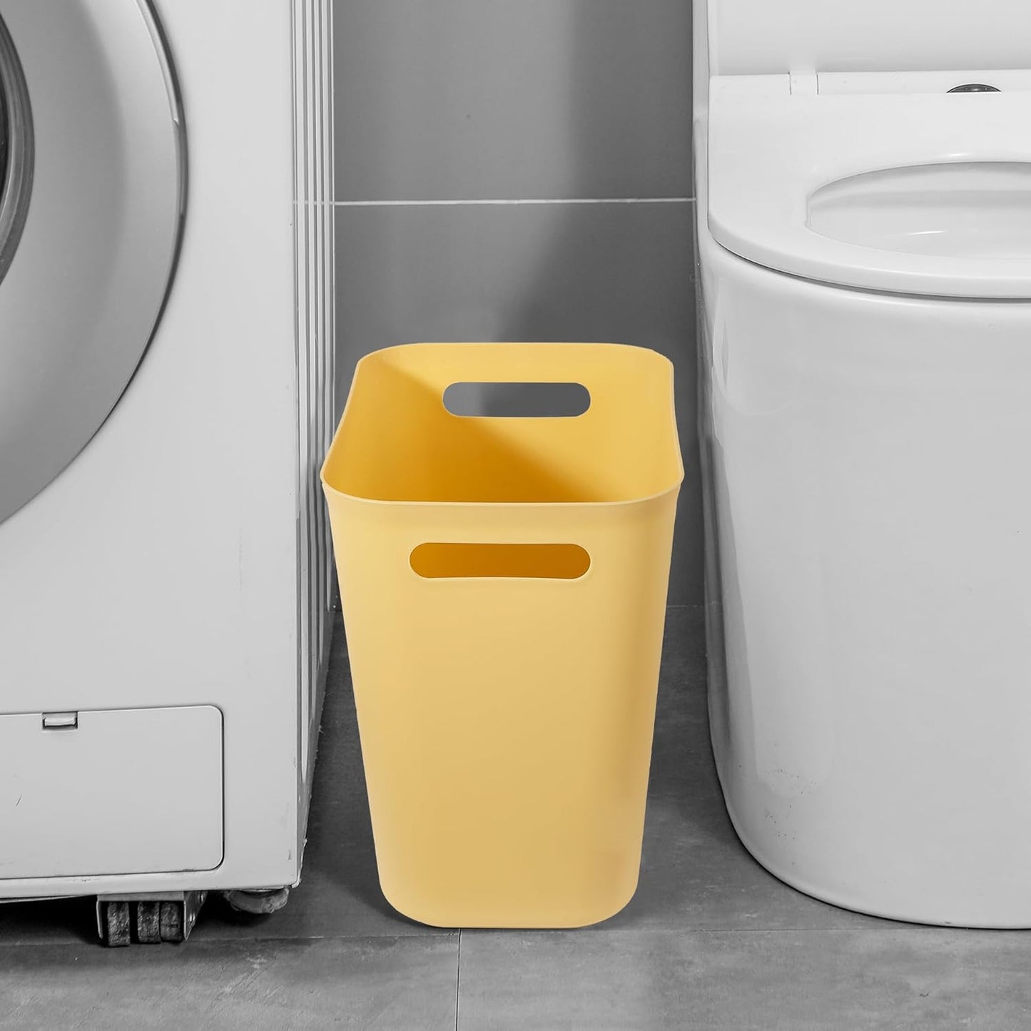 UUJOLY Small Plastic Trash Can - Versatile Wastebasket for Bathrooms, Kitchens & Offices | 3.5 Gallon, Yellow