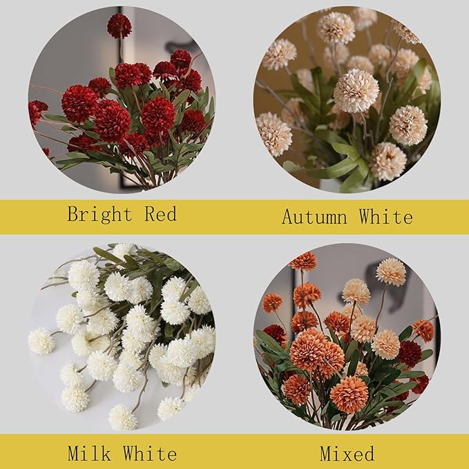 Artificial Hydrangea Flowers Fake Hydrangeas Faux Flowers Bouquet Artificial Plants for Wedding Home Office Decor Excluding vases-(Bright Red 10 PCS)