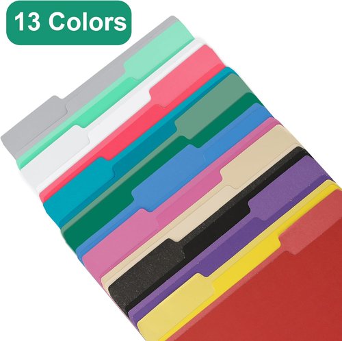 PMYBUPo File Folders - 18 Pack Letter Size 8.5x11 Inch | Colorful 1/3 Cut Tab Purple Office Organizers