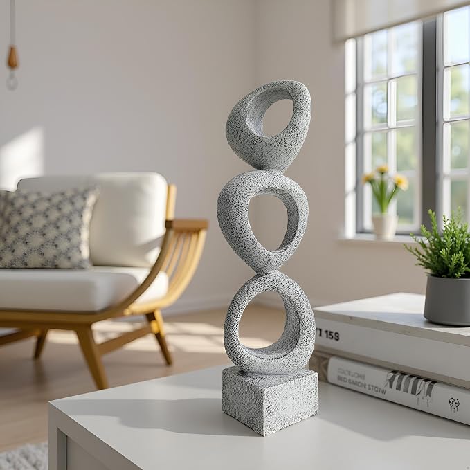 Abstract Modern Ribbon Decorative Sculpture, Knot Sculptures,Home Decor,Coffee Table Statues,Dining Living Room Desk Decor,Shelf Decoration (Marble Color-A)