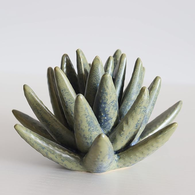 Ceramic Succulent Flowers Table Top with Stable Base, 3D Handmade Tablescape Decorative (Cactus)