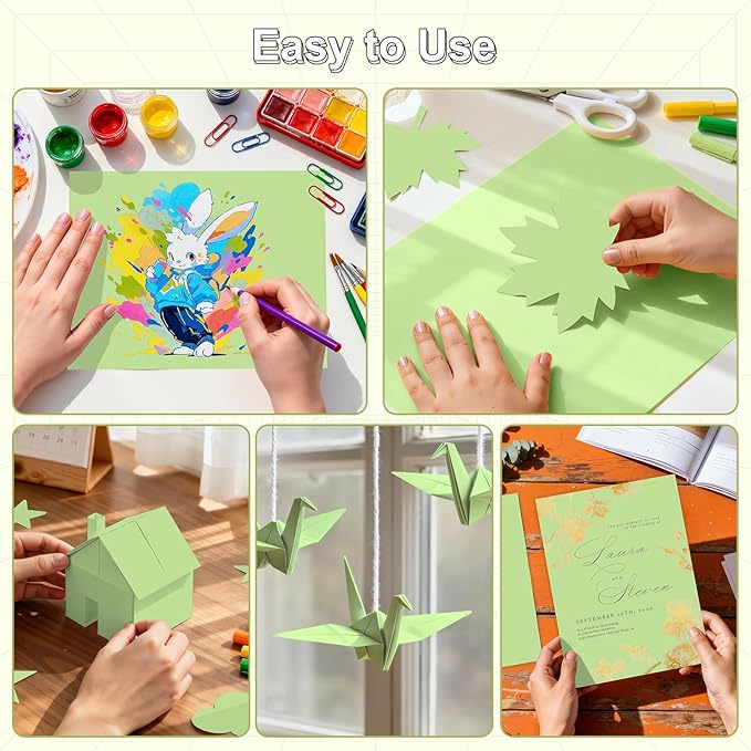 40 Sheets Cardstock 8.5x11, 65lb Light Green Card Stock, Construction Paper, 180gsm Thick Printer Paper for Printing, Painting, Card Making, Kids School Supplies,Party Decorations