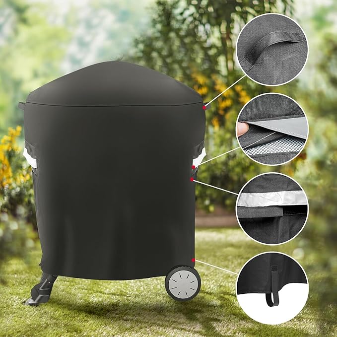 7113 Grill Cover for Weber Q Series, 600D Anti-Fade Compatible with Q100 Q120 Q1000 Q200 Q220 Q2000 2400 Q2200 Q1200 Gas Grills, Fits Weber 50060001 51060001 54060001 Waterproof Anti-Fade Grill Cover