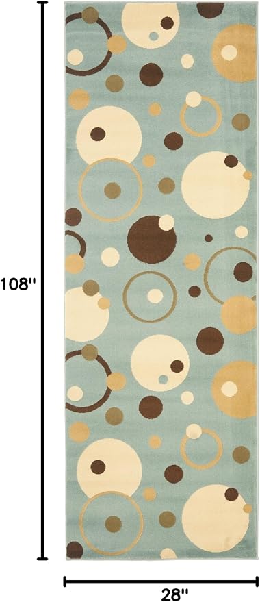 SAFAVIEH Porcello Collection 2'4" x 9' Blue/Multi PRL6851 Mid-Century Modern Abstract Non-Shedding Living Room Entryway Foyer Hallway Bedroom Runner Rug